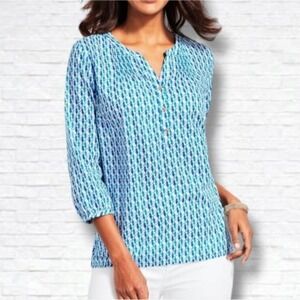 Talbots Blue and White Patterned Tunic